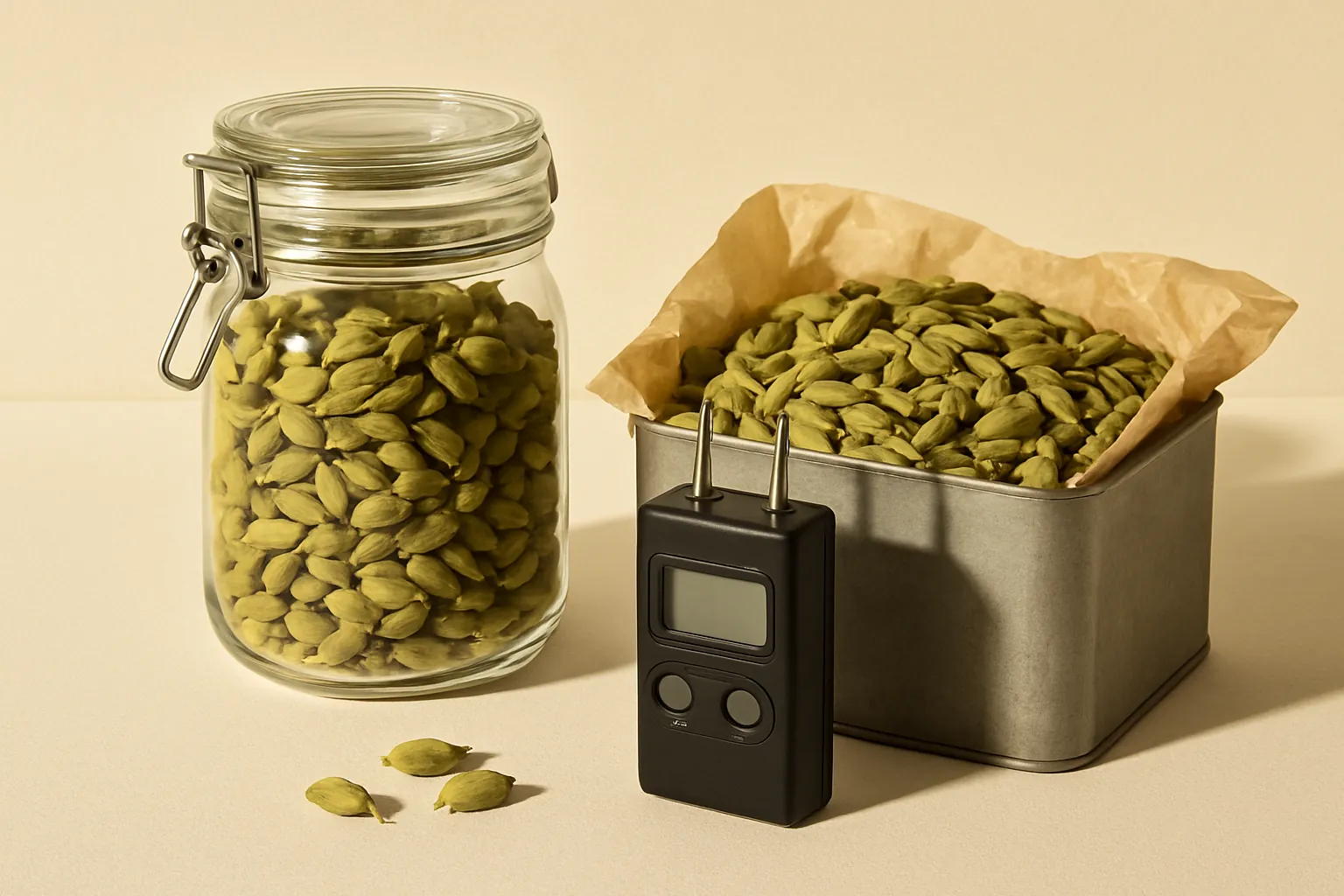 Storing and Shipping Cardamom: Moisture, Colour and Aroma